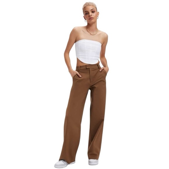 Good American Pants - Good American Brown Wide Leg Pants